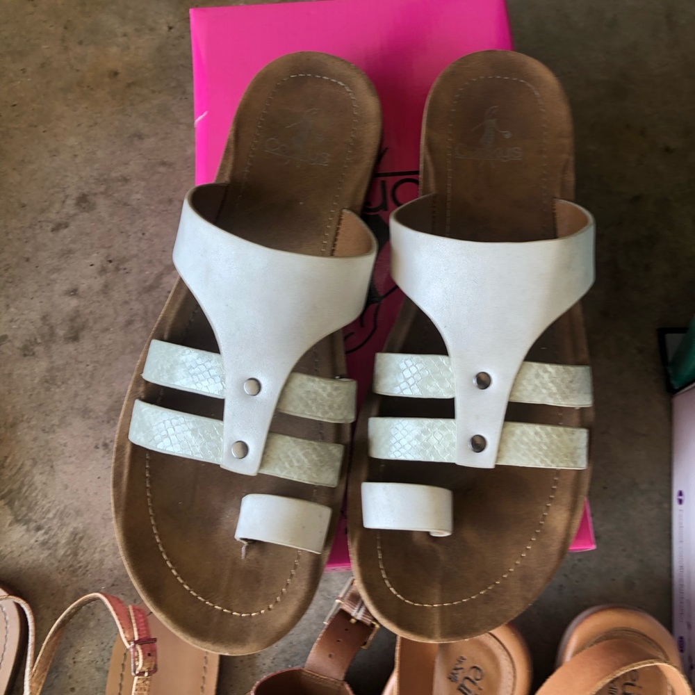 Corkys size 10, white, sandals, worn 1x